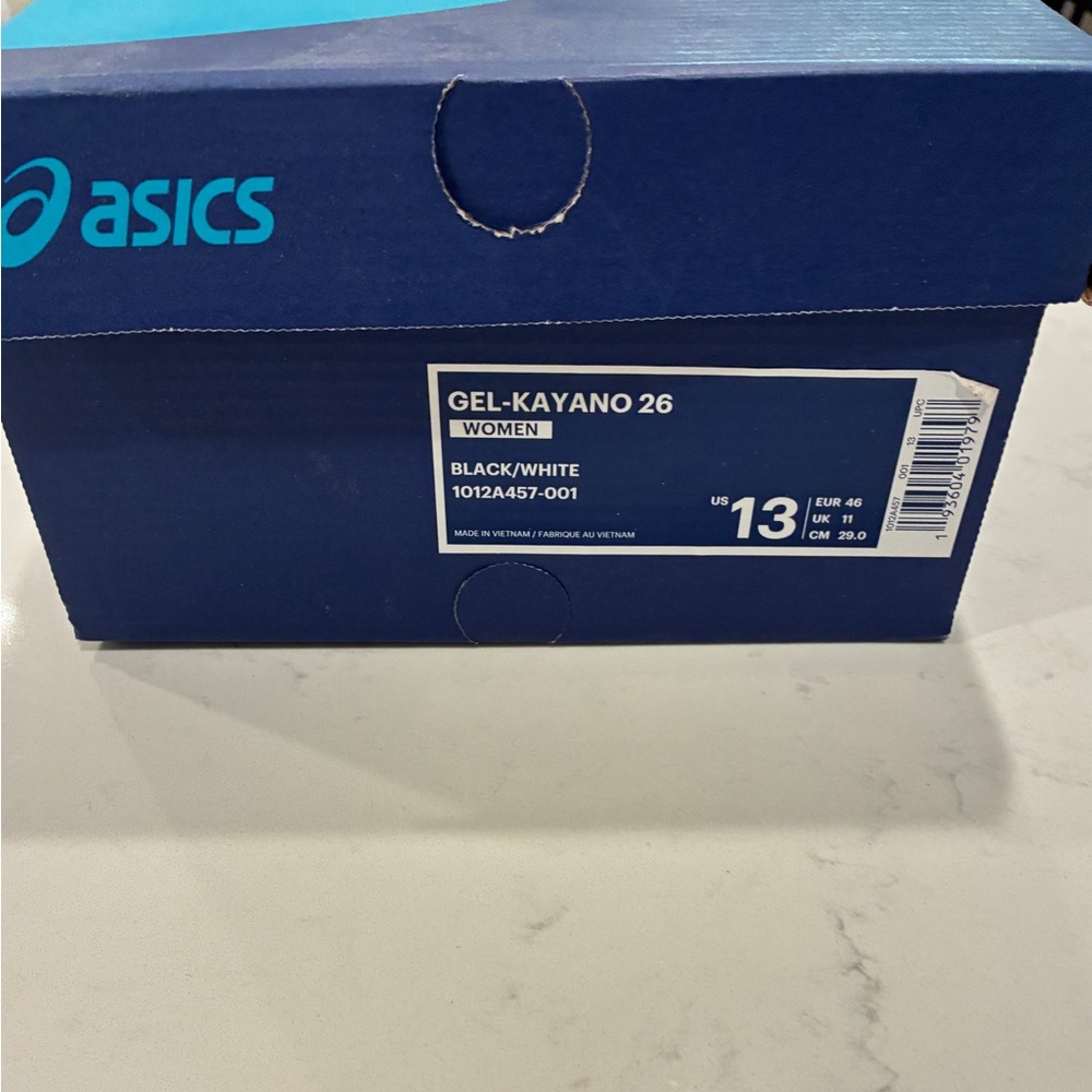 ASICS Gel Kayano 26 Black/White Athletic Sneakers Womens 13 - Picture 7 of 7